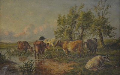 Lot 243 - Follower of Thomas Sidney Cooper, cattle watering