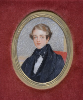 Lot 400 - Henry Wilkin, portrait of George Macleod and another miniature portrait, (2).