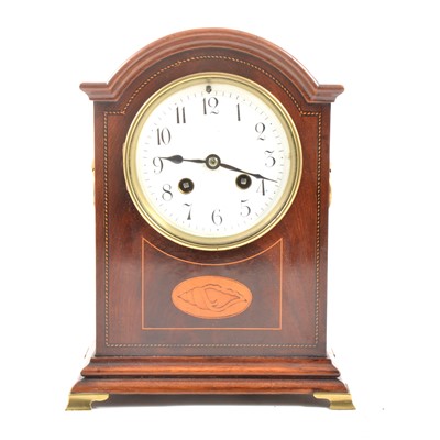 Lot 128 - An Edwardian inlaid mahogany mantel clock