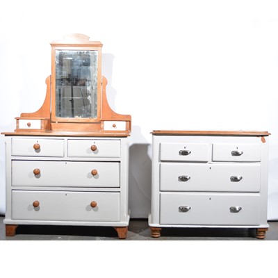 Lot 437 - Part-painted pine dressing table and chest of drawers.