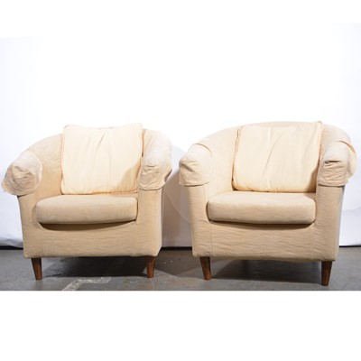 Lot 587 - Pair of modern tub chairs