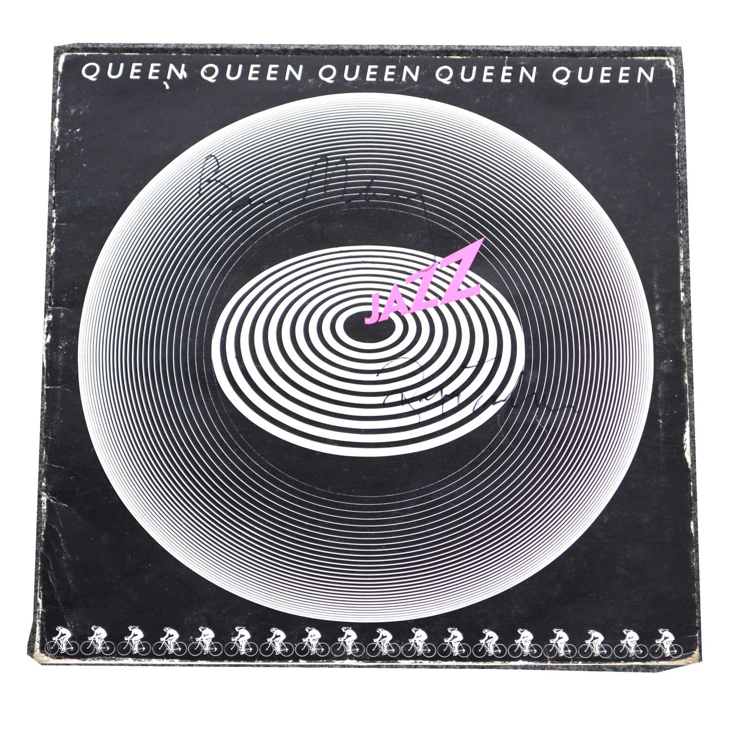 Lot 20 - Queen; Jazz LP vinyl record, appears to be signed by Brian May and Roger Taylor.
