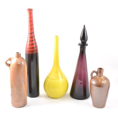 Lot 54 - A collection of stoneware bottles, and contemporary glass vessels