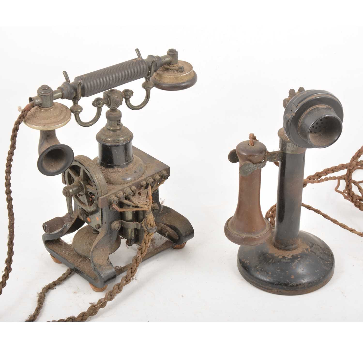 Lot 107 - Four vintage GPO telephones, including an Ericsson 'Skeleton Telephone'.