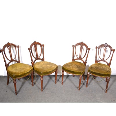 Lot 496 - Set of four Victorian walnut salon chairs