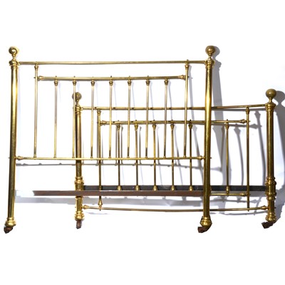 Lot 461 - Victorian brass bed frame, width 157cm, height 141cm.