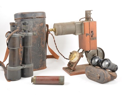 Lot 235 - A film projector, reels, field binoculars and others.