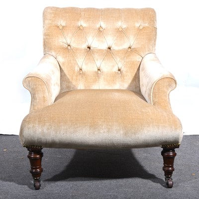 Lot 33 - A Victorian club chair, stamped 'WB'