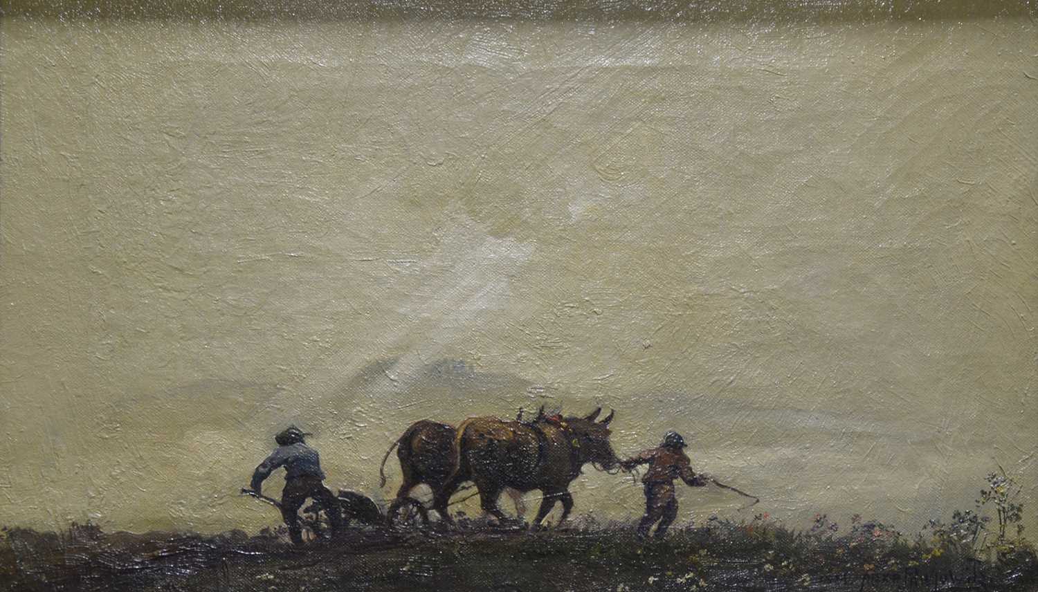 Lot 428 - Alex R Pawlowitz, Fruhmorgen am felde, oil on canvas