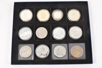 Lot 309B - A collection of Crowns and Five Pound Coins, One Ounce Fine Silver Two Pound Coin Britannia 2010