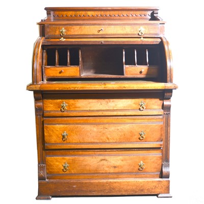 Lot 440 - Victorian walnut cylinder top bureau