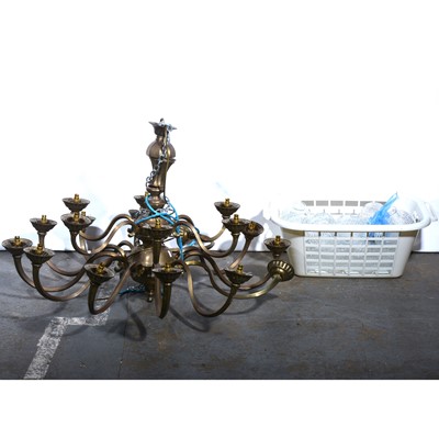 Lot 581 - Large brass chandelier