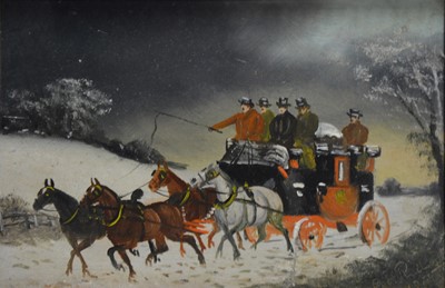 Lot 257 - Follower of Charles Henderson, Mail coach in winter