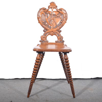 Lot 464 - Edwardian oak hall chair, with a nautical theme.