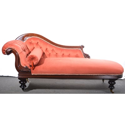 Lot 371 - Victorian mahogany chaise-longue.