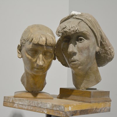 Lot 349 - Mary Milner Dickens, 'Yvonne', two plaster busts