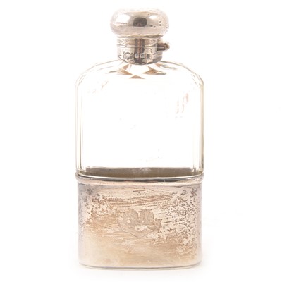 Lot 174 - Edwardian silver-mounted cut glass hip flask, by Mappin & Webb.