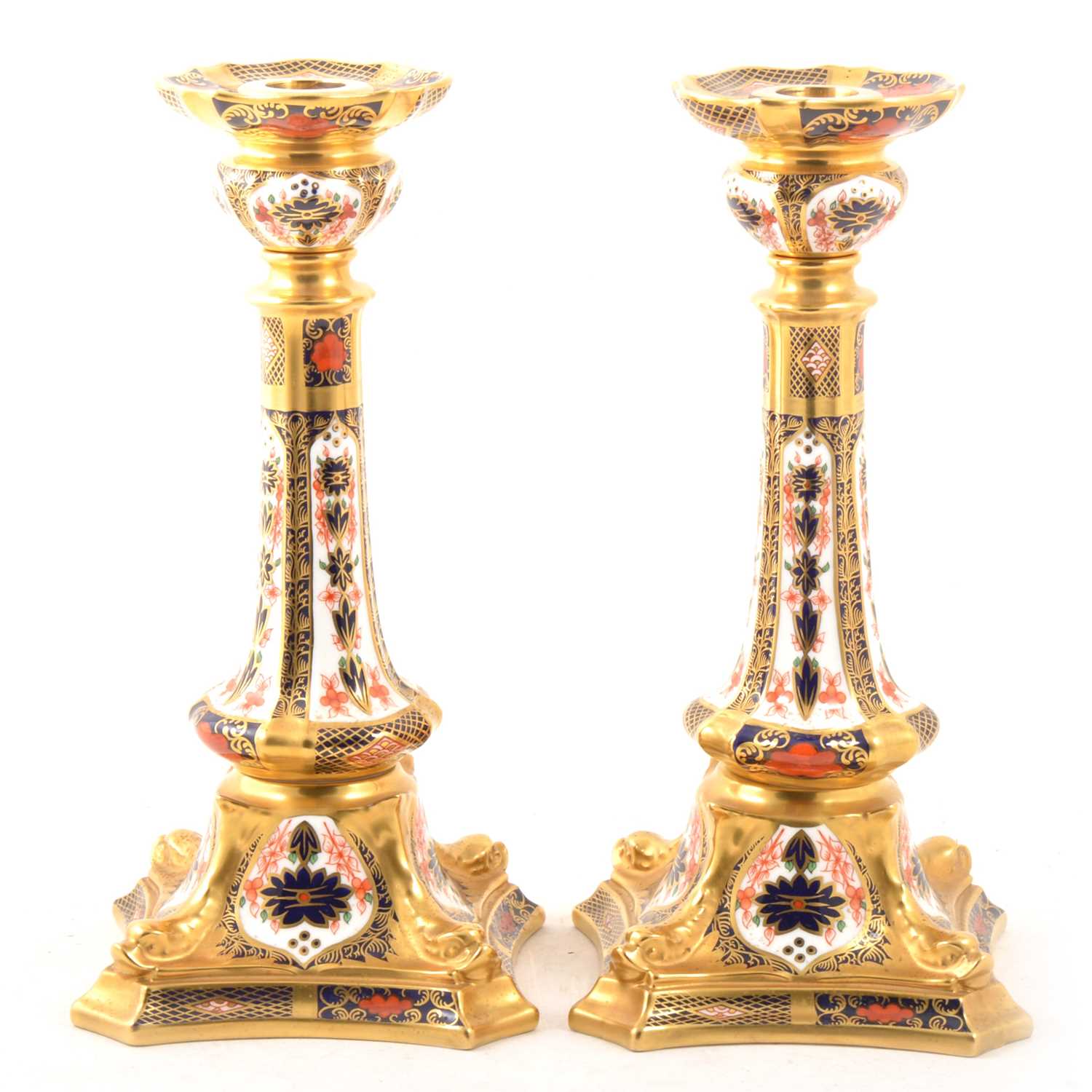 Lot 26 - Pair of Royal Crown Derby candlesticks