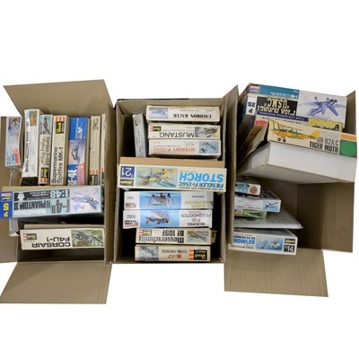 Lot 210 - Model aircraft kits; twenty-four including makers Revell, Hasegawa, Matchbox and others