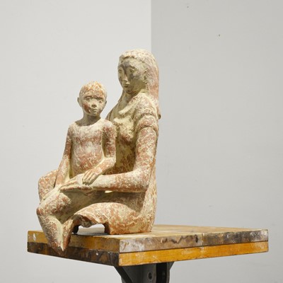 Lot 368 - Mary Milner Dickens - Mother and child terracotta group