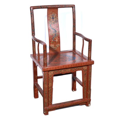 Lot 608 - Chinese lacquered chair