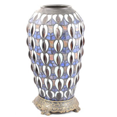 Lot 194 - A coloured glass leaded light table lamp base in the style of Tiffany, 43cm