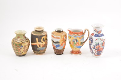 Lot 111 - A quantity of Japanese Satsuma vases, pair of lidded boxes, dishes, jug etc.