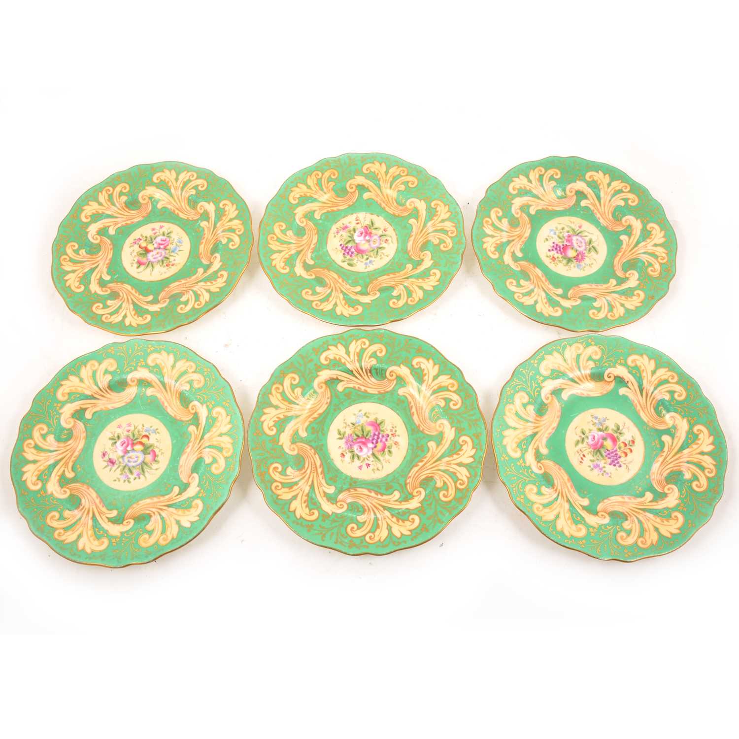 Lot 25 - A set of six Wedgwood wall plates, retailed by Goode & Son