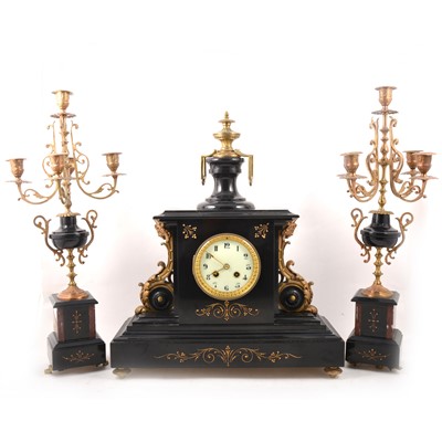 Lot 118A - A Victorian slate, marble, and gilt metal clock garniture.