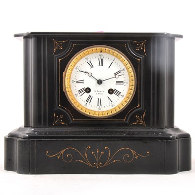 Lot 120A - A Victorian slate mantel clock.