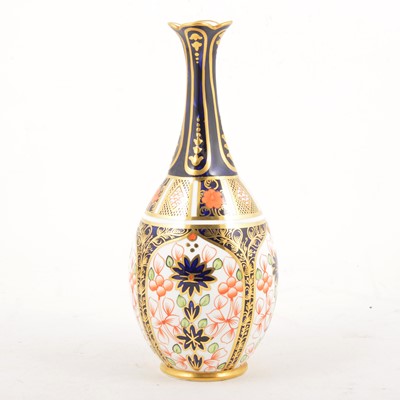 Lot 6 - A Royal Crown Derby Imari pattern slender neck vase