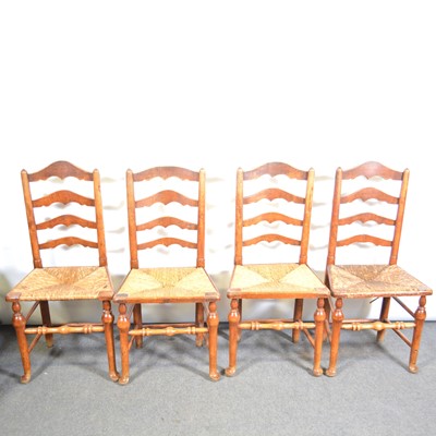 Lot 576 - Set of six Victorian ash ladder-back chairs