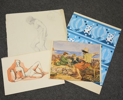 Lot 373 - Mary Milner Dickens - a portfolio of original drawings, sketches, and artworks, 1940s-50s