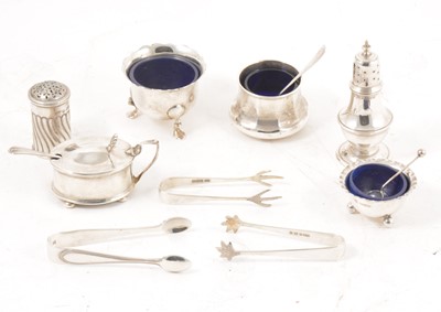 Lot 288 - Silver condiments and sugar tongs