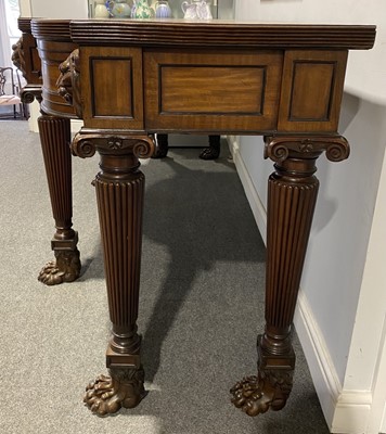 Lot 438 - A George III mahogany breakfront serving table, in the manner of Thomas Hope, circa 1810
