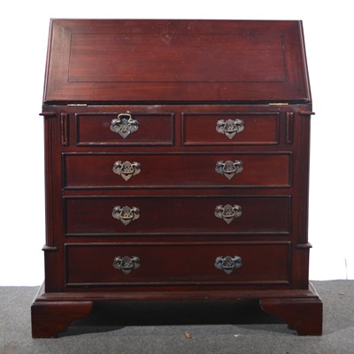 Lot 512 - George III style mahogany bureau.