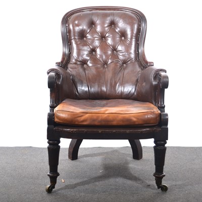 Lot 439 - Victorian mahogany and leather easy chair.