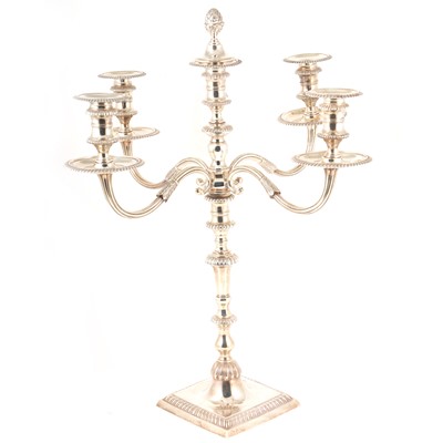 Lot 176 - A George II style silver four branch candelabrum