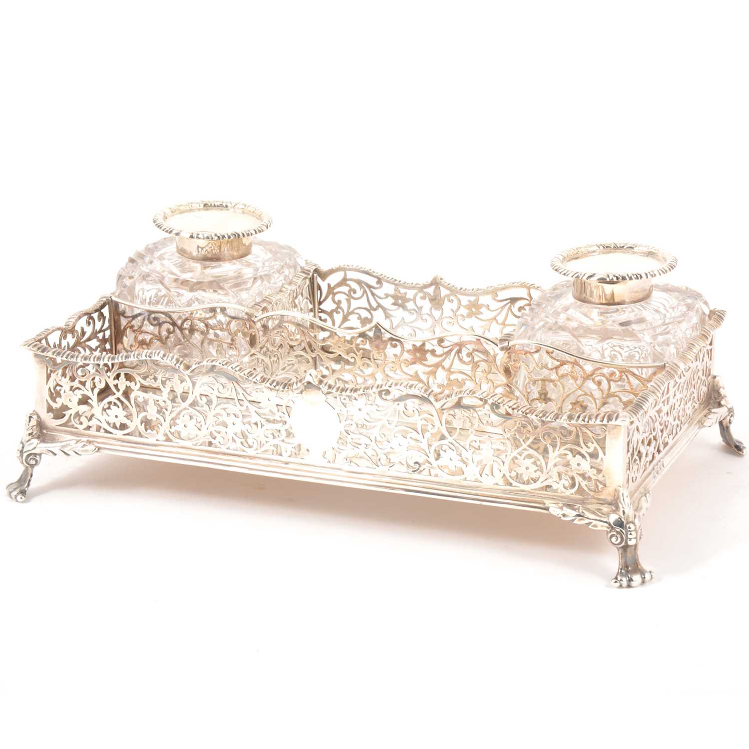 Lot 164 - A Victorian silver desk stand,