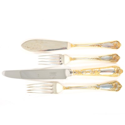 Lot 85 - An extensive canteen of silver and parcel gilt cutlery