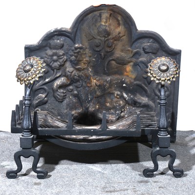 Lot 546 - Cast Iron fire grate and back