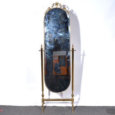 Lot 602 - Brass framed cheval mirror