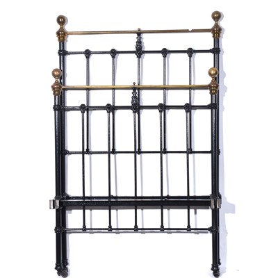 Lot 460 - Victorian brass and iron bed frame, width 94cm, height 147cm.