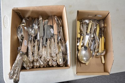 Lot 129 - A canteen of Mappin & Webb electroplated cutlery, plus other loose cutlery and knife rests.