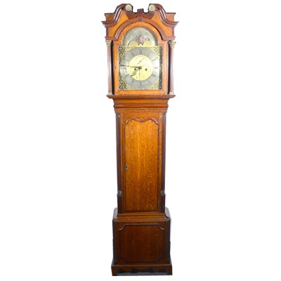 Lot 20 - A George III oak and mahogany longcase clock, signed Matthew Tootell, St. Helen.