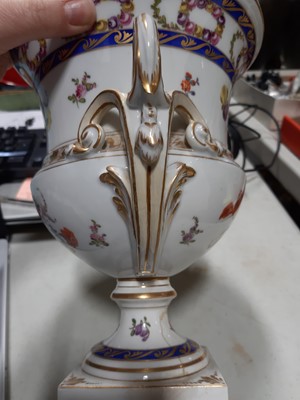 Lot 17 - Pair of Continental porcelain campagna shape urns