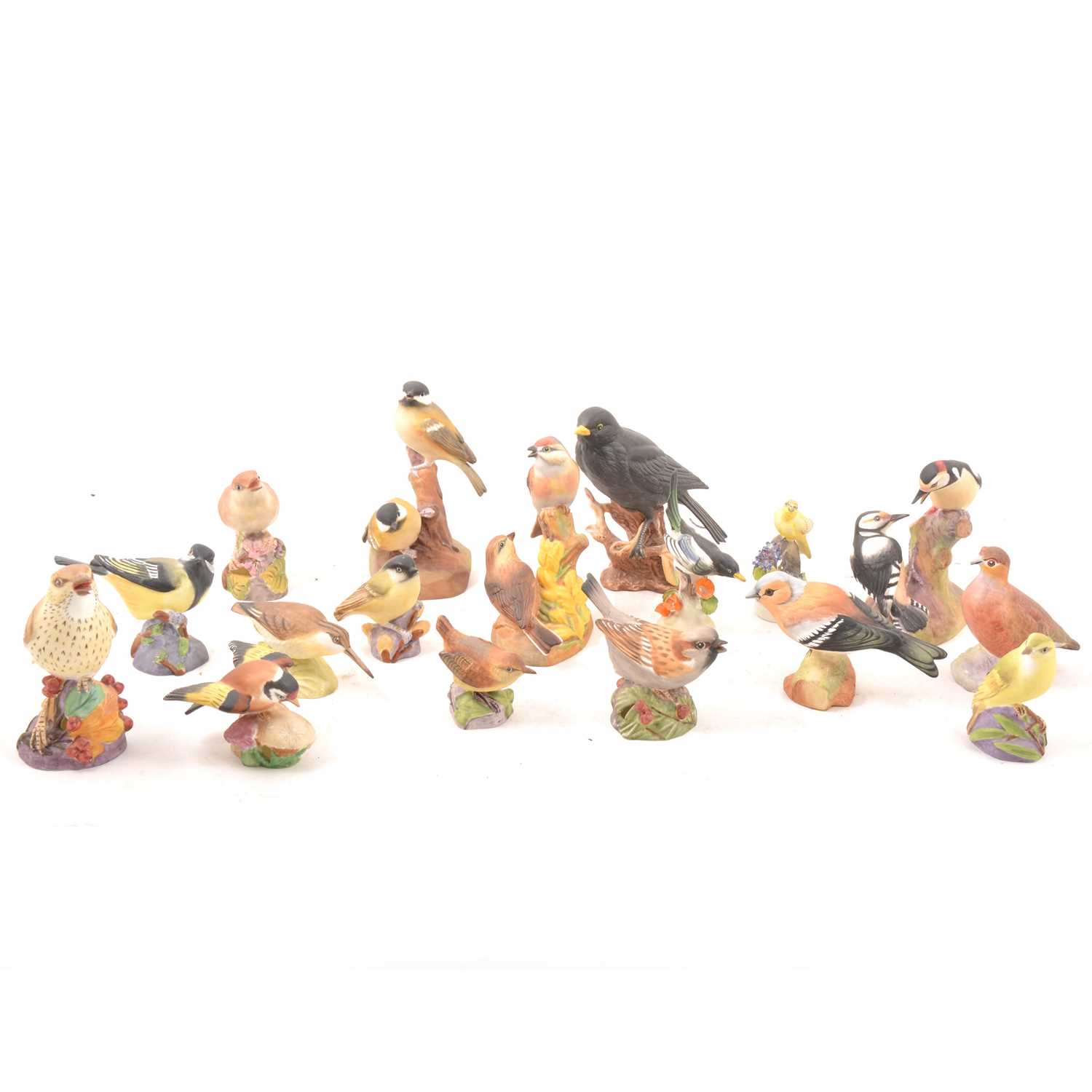 Lot 12 - A collection of bisque china birds, to include Royal Adderley Floral, Royal Worcester, Aynsley etc.