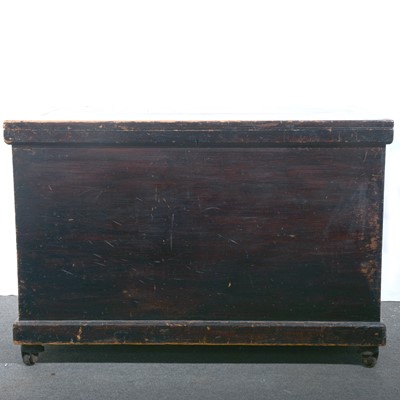 Lot 82 - An old stained pine blanket box.
