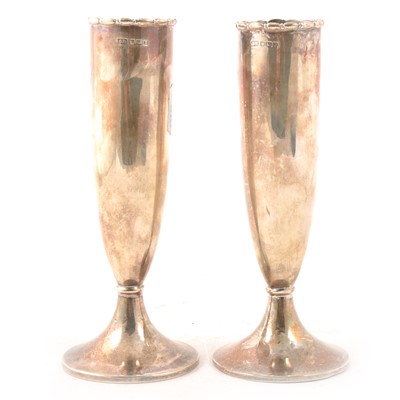 Lot 158 - Pair of silver bud vases by Harrison Brothers & Howson (George Howson), Sheffield 1907.