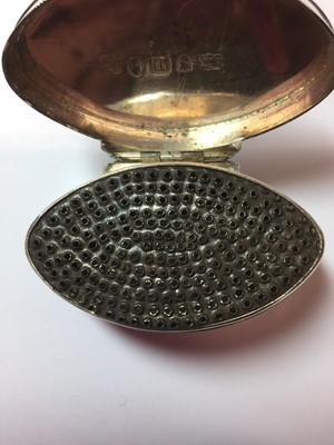 Lot 142 - George III silver navette-shape nutmeg grater